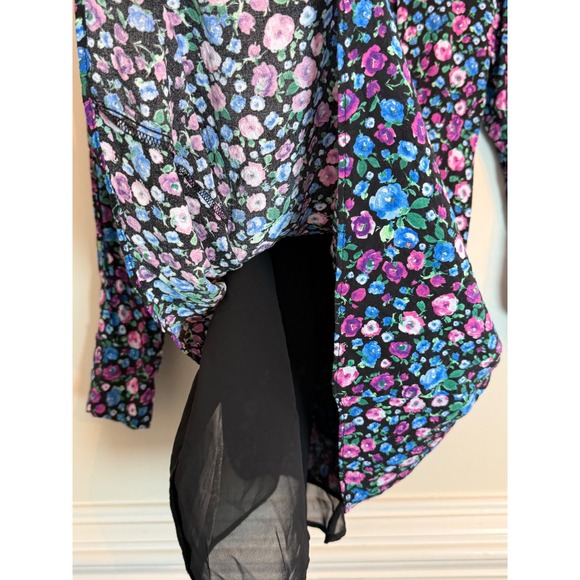 Zara floral print v-neck wrap effect mini dress in blue, pink,purple size S - Picture 8 of 9